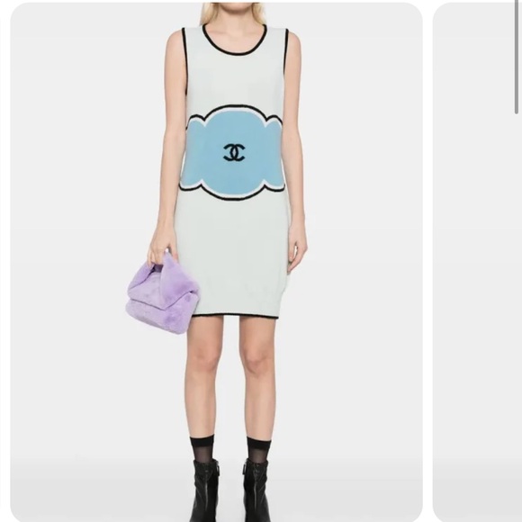 CHANEL Dresses & Skirts - Chanel Gray and Blue Sleeveless Dress